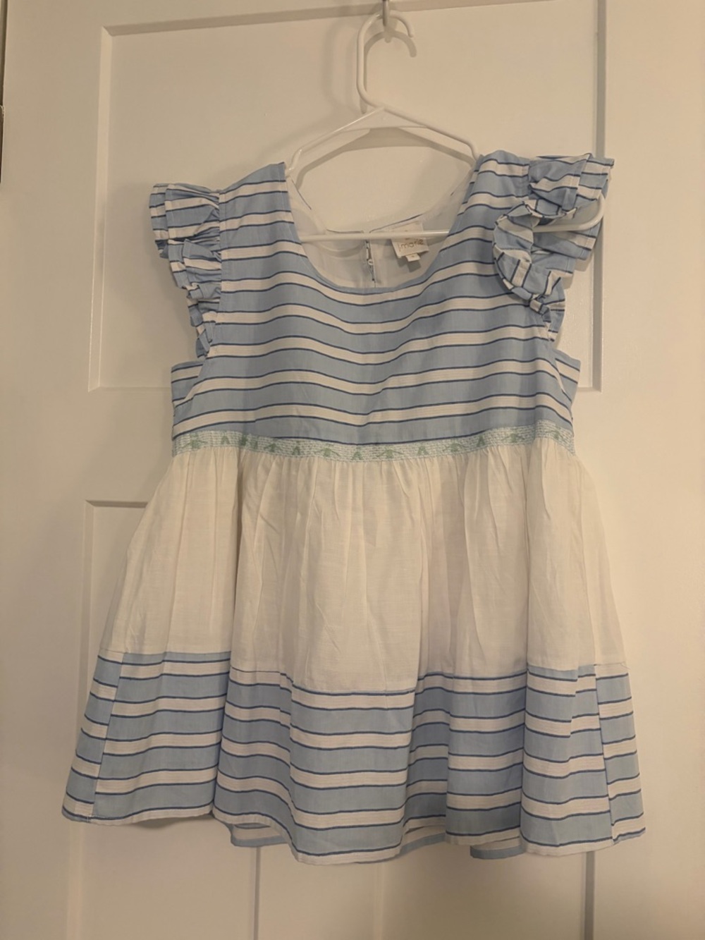 J Marie Blue & White Striped Flutter Sleeve Top